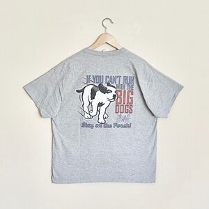 Vintage 90s Y2K Big Dogs “Stay On The Porch” Graphic Gray T Shirt Adult size XL